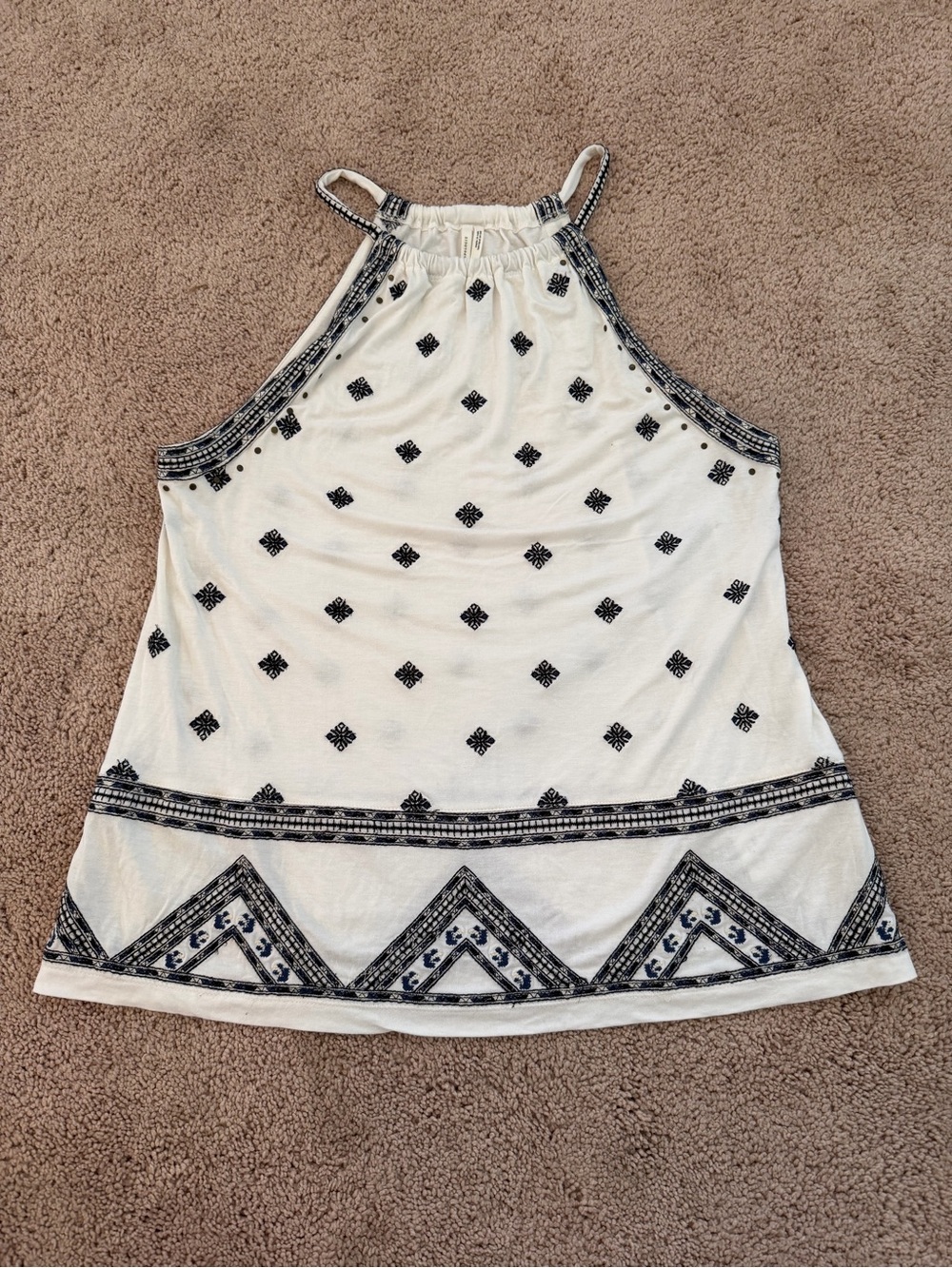 Anthropologie Women’s White Embroidered Summer Halter Tank Top / Small /Vacation